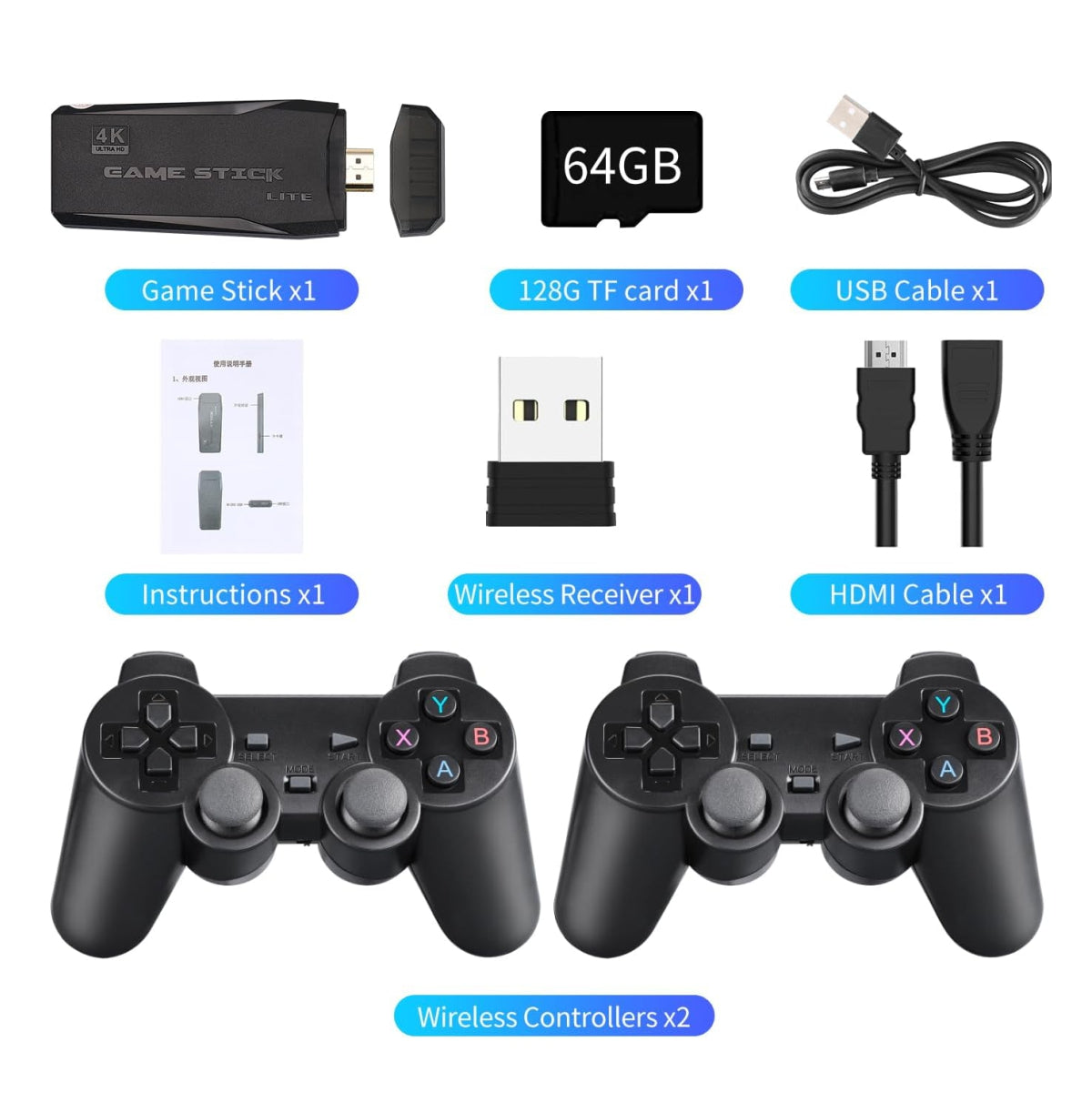 Consola Video Juegos 2 Controles 64gb